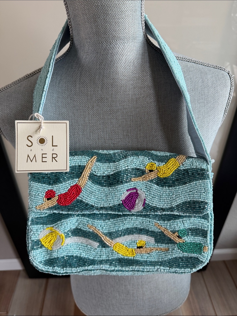 SOL AND MER - Beach 🏖️ Diver Swimmer Beaded Bag - NWT